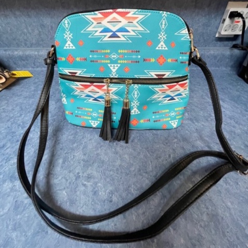 COPY - NEW Aqua Blue Indian Print Shoulder Purse Bag